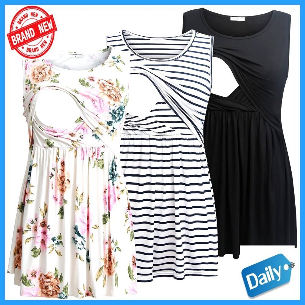 Maternity Nursing Tank Top Sleeveless Scoop Neck Breastfeeding Shirt